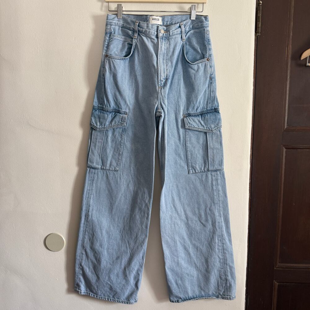 AGOLDE Blue Minka Cargo Jeans in Realm Wide Leg Size 28